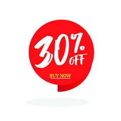 Sale of special offers. Discount with the price is 30%. An ad with a red tag for an advertising campaign at retail on the day of purchase. vector illustration