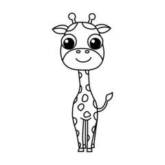 Giraffe cartoon coloring page illustration vector. For kids coloring book.