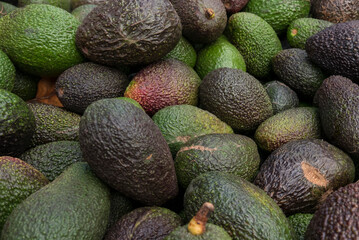 close up of avocados at a farmers market