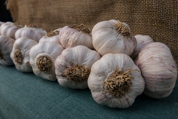 garlic bulbs at a farmers market