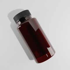 brown bottle plastic mockup with black cap a top view 3d render
