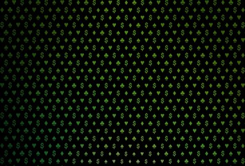 Dark green vector template with poker symbols.