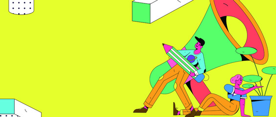 Announcement notice vector creative concept illustration
