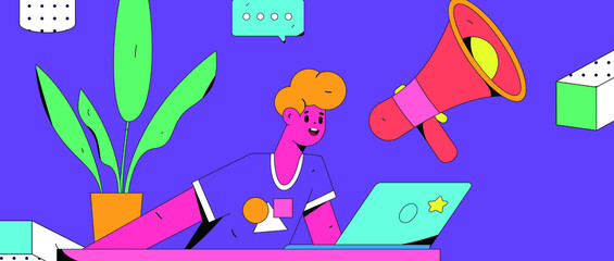 Obraz premium Announcement notice vector creative concept illustration 