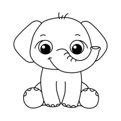 Elephant cartoon coloring page illustration vector. For kids coloring book.