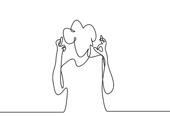 promising swearing woman pointing with fingers