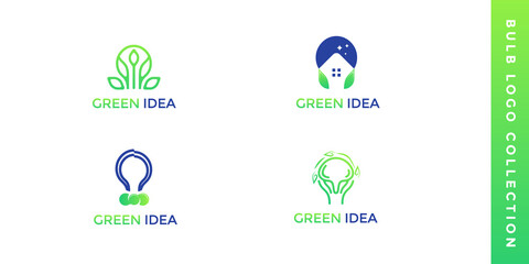 Bulb Idea with Nature Leaf Logo Collection vector template