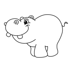 Hippo cartoon coloring page illustration vector. For kids coloring book.