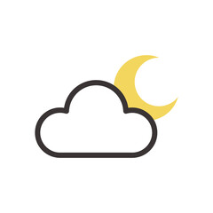 雲と三日月のお天気アイコン　ベクターイラスト素材