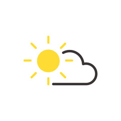 太陽と雲のお天気アイコン　ベクターイラスト素材