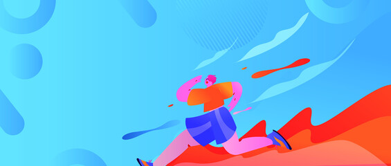 Obraz premium Running workout body vector creative concept illustration 