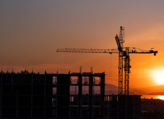 View of a construction site with a crane