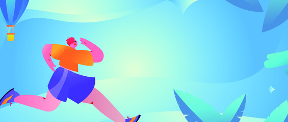 Fototapeta premium Running workout body vector creative concept illustration 