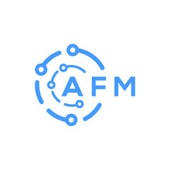 AFM letter technology logo design on white  background. AFM creative initials letter logo concept. AFM letter technology design.
