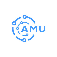 AMU letter technology logo design on white  background. AMU creative initials letter logo concept. AMU letter technology design.