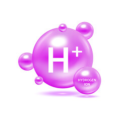Potential of Hydrogen ion, Acidic solution. Ecology and biochemistry concept. on white background. 3D Vector Illustration. - obrazy, fototapety, plakaty
