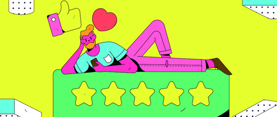 Rating positive vector creative concept illustration
