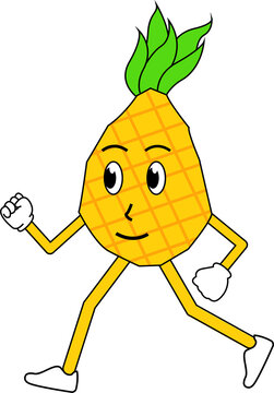 funny cartoon pineapple vector illustration