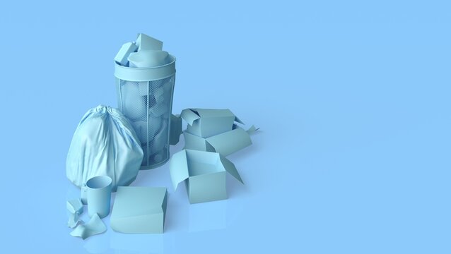 Garbage, litter, rubbish, trash, concept 3d illustration