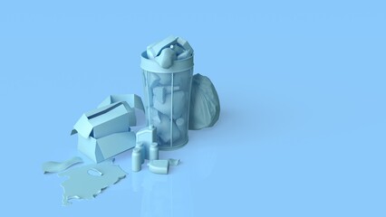Garbage, litter, rubbish, trash, concept 3d illustration