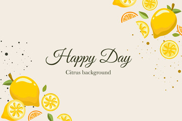 cute citrus cartoon illustration template background card
