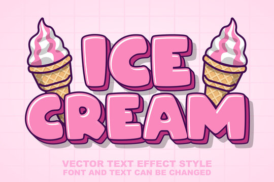 ice cream food logo 3d editable text effect font style template