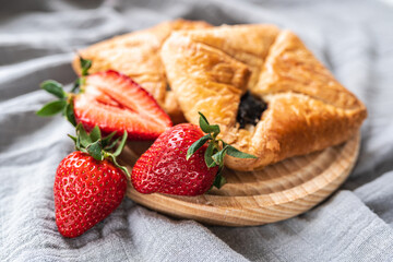 Austrian puff pastry kolashen with berry strawberry filling