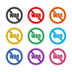 No war sign. Round prohibition sign color set
