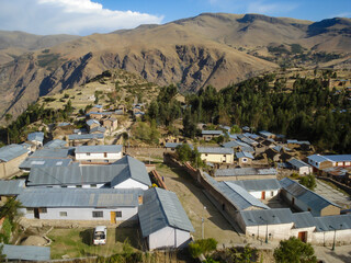 View of a village in the mountains of Churín-Peru.