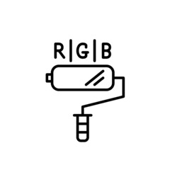 Fototapeta premium Painter roll with rgb symbol. Pixel perfect, editable stroke line icon