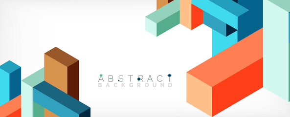 Abstract background. 3d cubes, cubic elements and blocks. Techno or business concept for wallpaper, banner, background, landing page