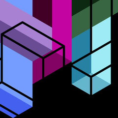 Abstract background. 3d cubes, cubic elements and blocks. Techno or business concept for wallpaper, banner, background, landing page