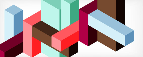 Fototapeta premium Abstract background. 3d cubes, cubic elements and blocks. Techno or business concept for wallpaper, banner, background, landing page