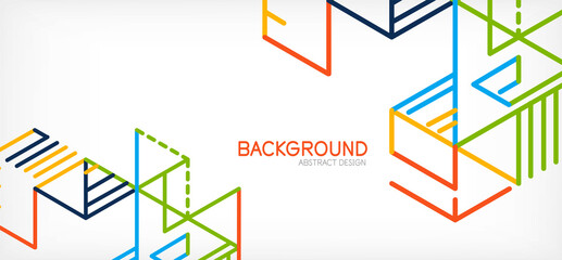 Abstract background. Color lines on white background. Linear abstract composition. Techno or business concept for wallpaper, banner, background, landing page