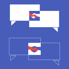 speech bubbles on blue background. The concept of negotiations and partnership agreements. Business negotiations, communication. vector image