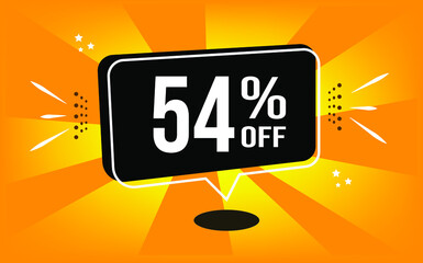 54% off. Orange banner with black balloon and special buy and sell offer