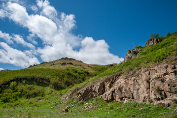 landscape with blue sky and clouds