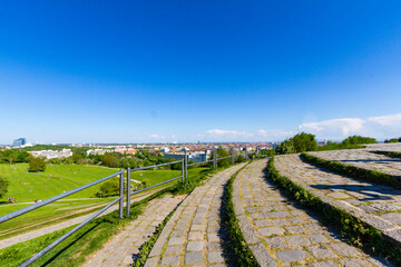 Fototapeta premium Panoramic of Olympic park in Munich town, Germany.