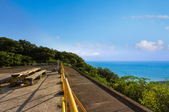 Tokyo bay view seen from Tokyo-wan Kannon temple in Futtsu city, Chiba, Japan.