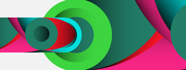 Fototapeta premium Abstract background. Minimal geometric circles and round style shapes with deep shadow effects. Trendy technology business template for wallpaper banner or background
