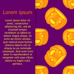 Seamless pattern for Halloween. Glowing pumpkins on background