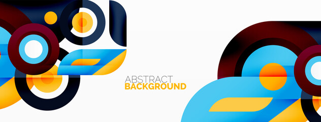 Fototapeta premium Abstract round shapes background. Minimalist decoration. Geometric background with circles and rings