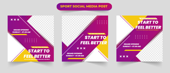 Set of training sports yoga for social media post banner suitable for promotional banner web banner and flyer template design