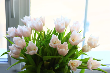 spring bouquet of tulips in the interior tenderness mother's day