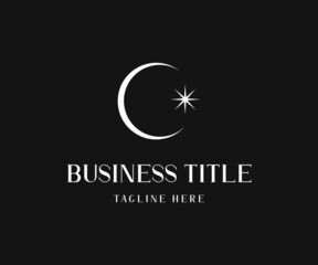 Modern moon logo design. Moon with star logo design.