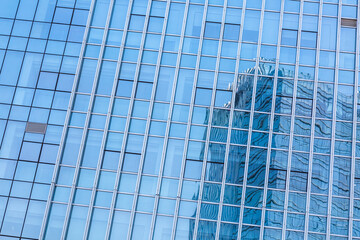 Abstract building. blue glass wall of skyscraper.