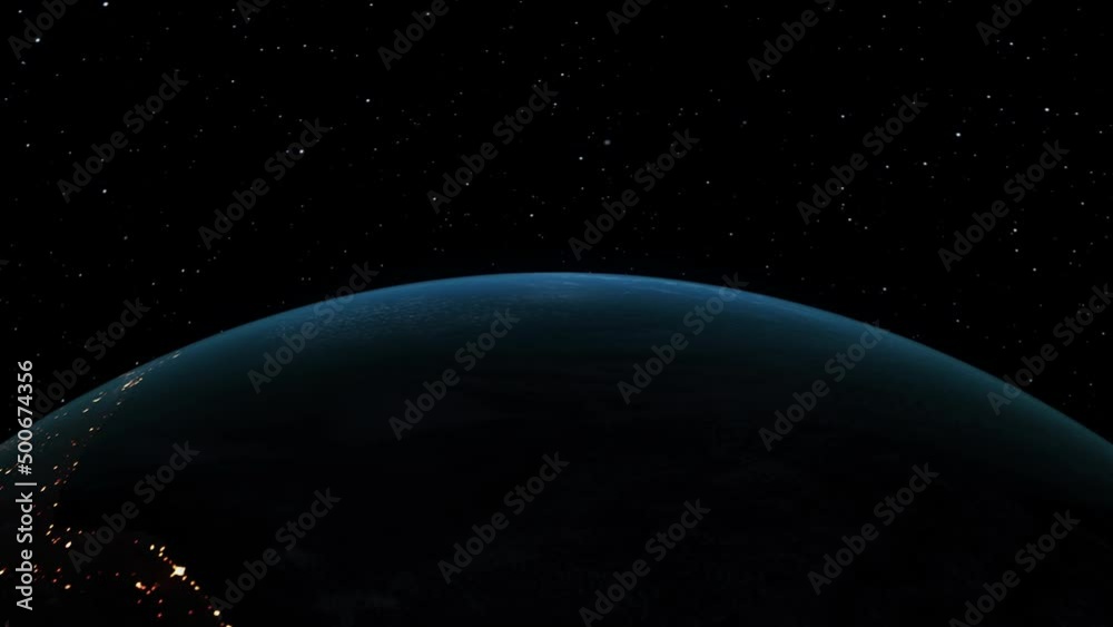 Wall mural planet earth 3d orbital animation with realistic geography surface and clouds atmosphere . spinning 