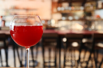 glass of wine in the restaurant on the table serving
