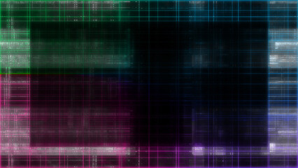 Abstract glitch art grid border background image.