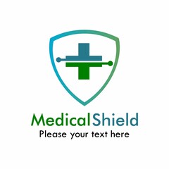 Medical shield logo template illustration. there are shield and cross. suitable for medical